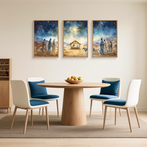 Large Bible Christian Religious Framed Canvas Wall Art Set