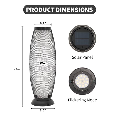 Patio Solar Light Flickering Flame Solar Lamps Waterproof Outdoor Lantern