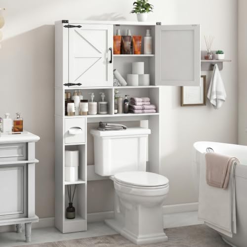 Over The Toilet Storage Cabinet with 2 Barn Doors