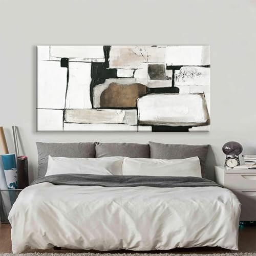 Large Abstract Wall Art For Living Room Decor Grunge Room Decor Art Canvas Art Wall Decor 29" X 58" Painting Brown Grey Wall Art Line Art For Bedroom Home Office Dining Room Artwork