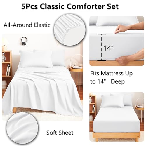Twin Comforter Set 68"x88" White