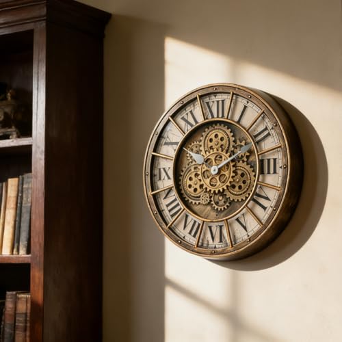 18 Inch Wall Clock with Moving Gears
