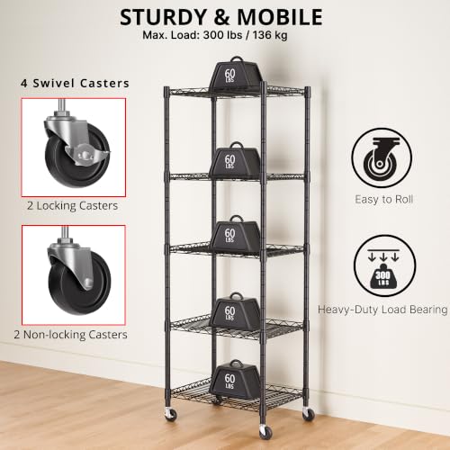 5 Wire Shelving Metal Storage Rack Adjustable Shelves