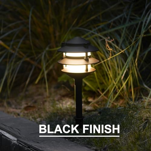 Landscape Lighting 8PK Pathway Lights Low Voltage 2.2 Watt LED 12V AC Landscape Lights 30 Lumen Warm White with Cable Connectors Metal Stakes 9122 (8 Count)