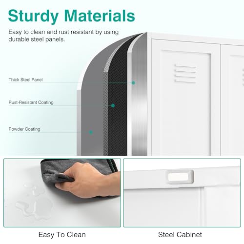 Metal Storage Cabinet with Doors and Shelves