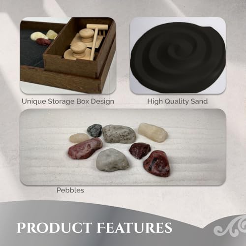 Wooden Zen Garden with Accessories Box