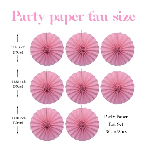 Pink Party Decorations Pink Hanging Ceiling Paper Fans 12in DIY Set