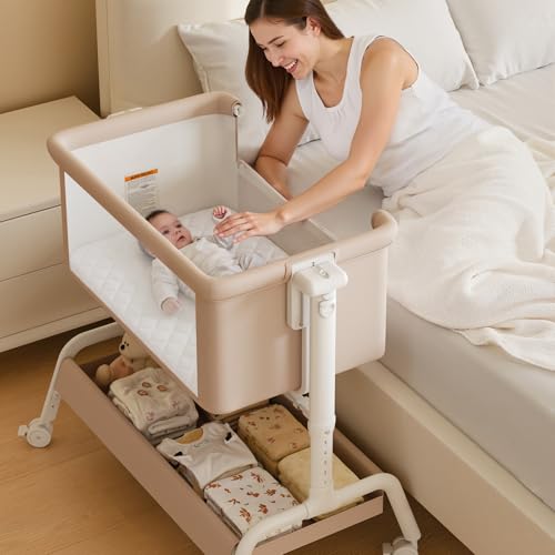 3-in-1 Baby Bassinet, Rocking Bassinet & Bedside Sleeper for Newborn Baby