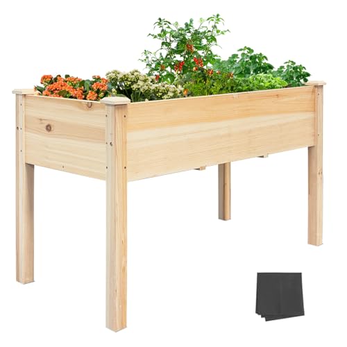 BSP Raised Garden Bed with Legs Outdoor Elevated Planter Box Flower Bed Wood Planter for Vegetable Herb Upgraded Solid Structure Growing Box Suitable for Backyard Patio and Balcony