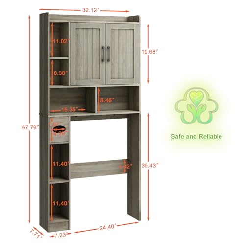 Farmhouse Over The Toilet Storage Cabinet with Barn Door