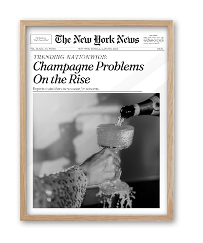 8x10in Champagne Problems on the Rise Framed Newspaper Art