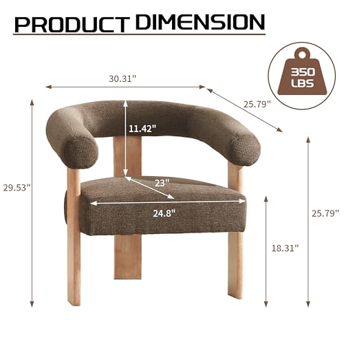 Barrel Accent Chairs Set of 2 with Armrests and Rubberwood Legs (2 Count)