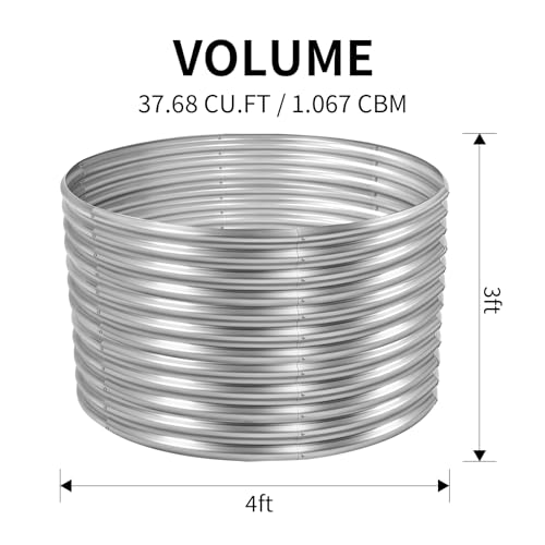 4×4×3ft Galvanized Raised Garden Bed Kit