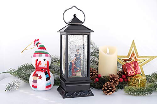 Nativity Singing Snow Globe Lantern with 6 Hour Timer