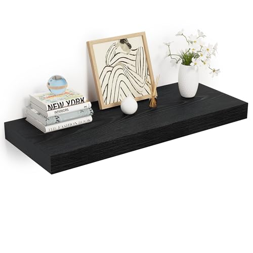 24 x 12 Deep Floating Shelves Wall Mounted Set of 1 Black