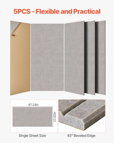 5 Pack Acoustic Panels with Self Adhesive