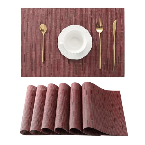 Burgundy Placemats Set of 6 (6 Count)