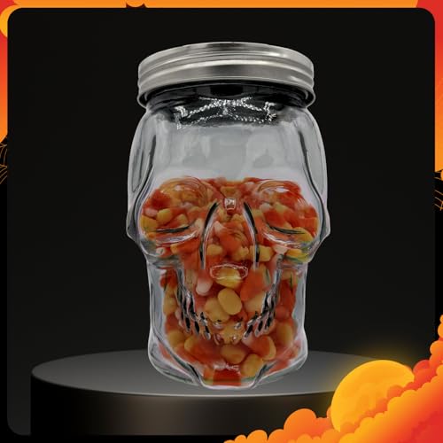 Set of 2 Skull Mason Jar Glasses with Lids (4 Count)