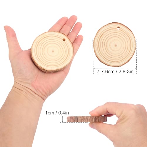 70 PCS 3 Inch Unfinished Wood Slices Hole Wood (70 Count)