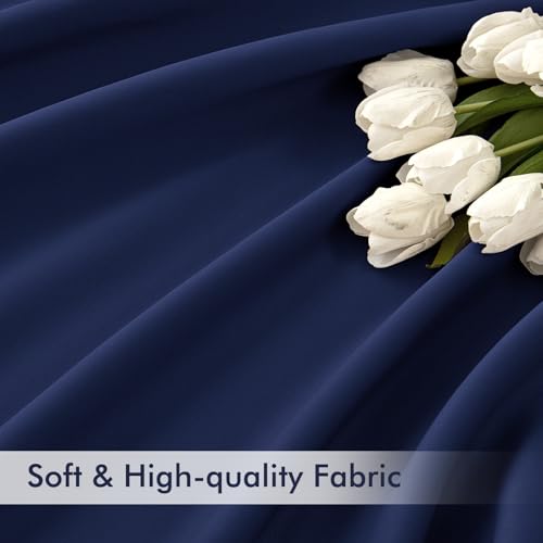 Navy Blue Back Tab Blackout Curtains 52x90 Inch Long 2 Panels Set (2 Count)