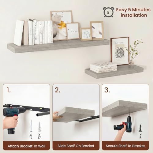 12" Deep Floating Shelves 24x12” Set of 2 (2 Count)