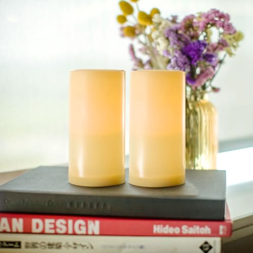Outdoor Battery Operated Flameless LED Pillar Candles w (2 Count)