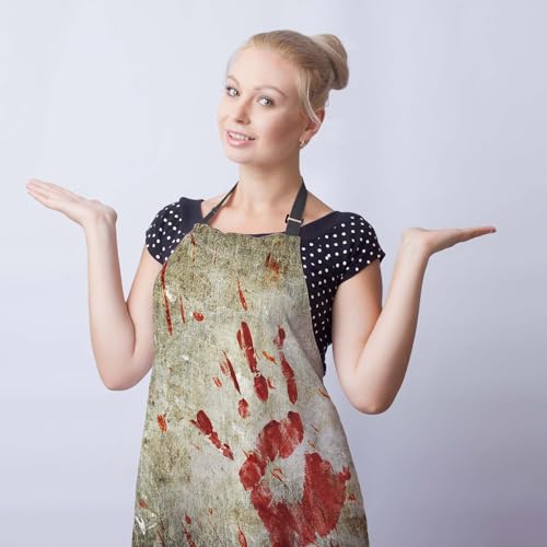 Baking Apron for Women Bloody Handprint Grungy Wall Kitchen Aprons for Men for Kitchen Cooking Restaurant BBQ Painting Crafting 27”