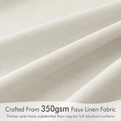 100% Blackout Back Tab Pleat Linen Curtains 50" Wx90 L (2 Count)