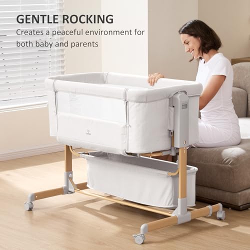 3-in-1 Baby Bassinet, Bedside Sleeper & Rocking Bassinet for Newborn