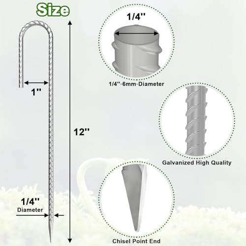 Rebar-Stakes-12-Inch J Hook Galvanized Garden Tent Stakes Heavy Duty (95 Count)