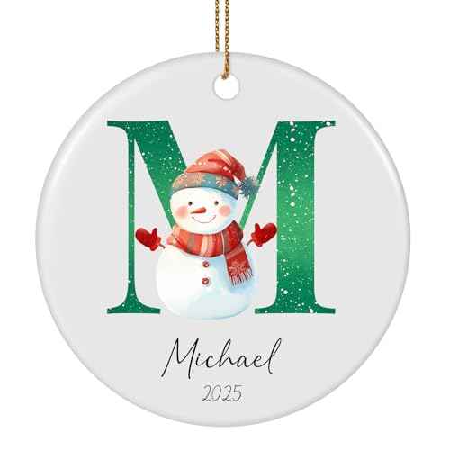 Personalized Christmas Ornaments 2025 Ceramic Custom Name Date Initial A