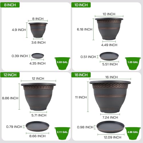 16 Inch Outdoor Planters (4 Count)