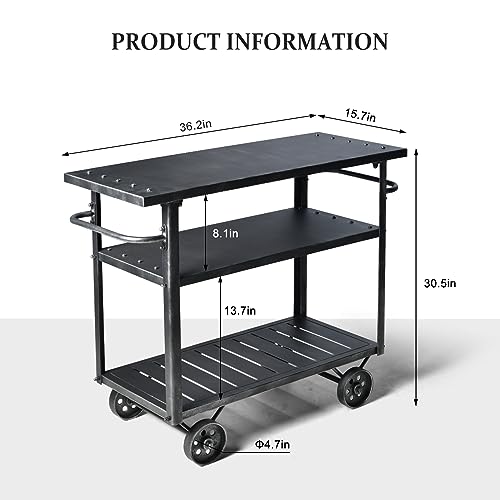 Industrial 3 Tier Rolling Utility Storage Cart Wine Beverage