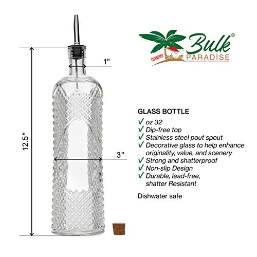 Large Clear Decorative Glass Bottle with Spout and Cork