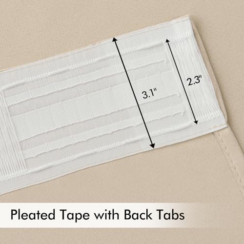 Cream Beige Back Tab Blackout Curtains 52x72 Inches Long 2 Panel Set (2 Count)