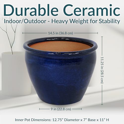 Sunnydaze Chalet 14.5" Ceramic Plant Pot