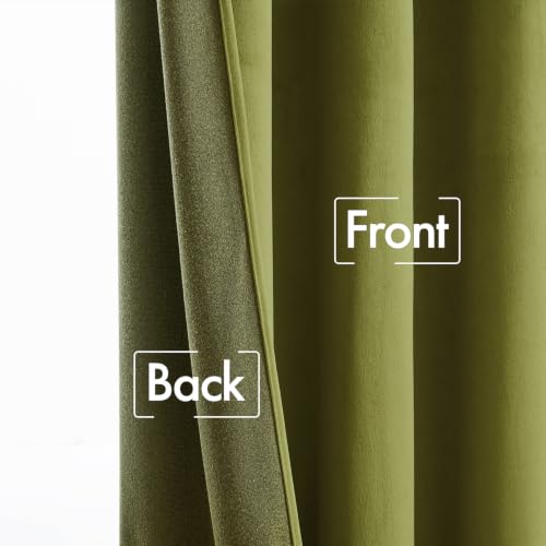 Moss Green Velvet Pinch Pleat Blackout Curtains W52 X L84 Inches