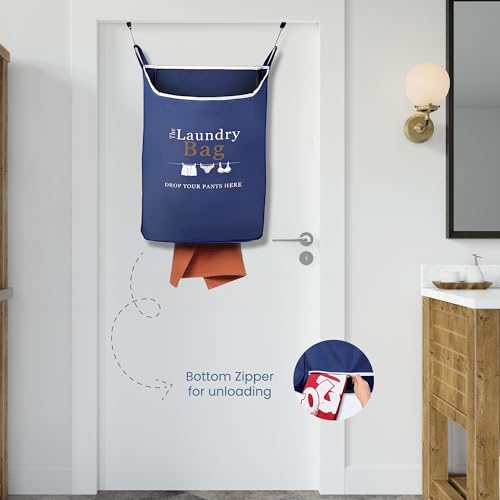 Fine Living Co. Large Hanging Laundry Hamper with Over Door Hooks & Adhesive