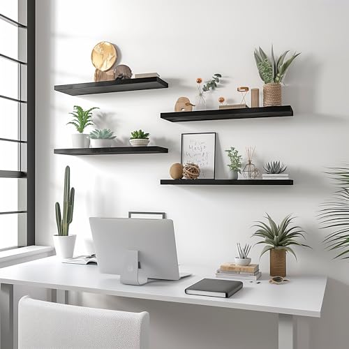 Wood Floating Shelves for Wall Decor (4 Count)