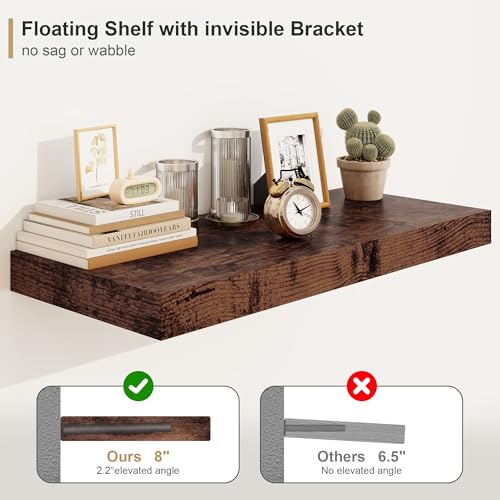 12" Deep Rustic Brown Floating Shelves