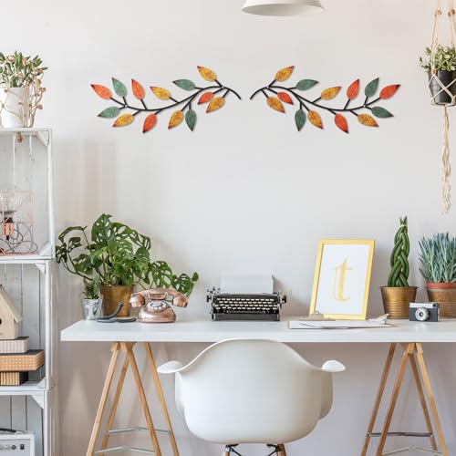 2 Pcs Metal Leaf Wall Art Vine Branch Decor (2 Count)