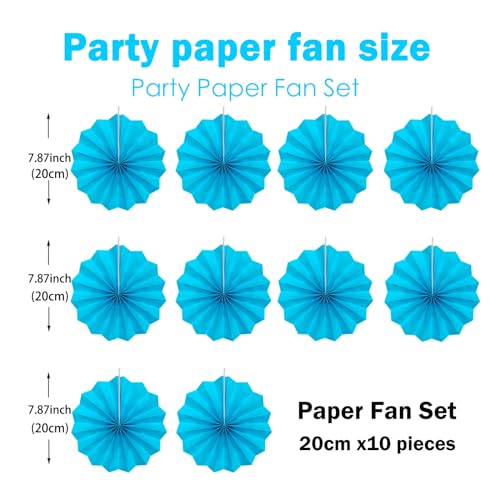Blue Hanging Paper Fans 8in Hanging Paper Fans DIY Set