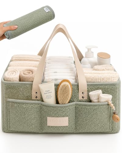 Baby Diaper Caddy Organizer with Portable Changing Mat
