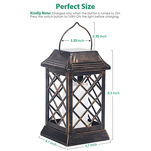 Flickering Flame Solar Lights Outdoor Metal Hanging Lantern (2 Count)