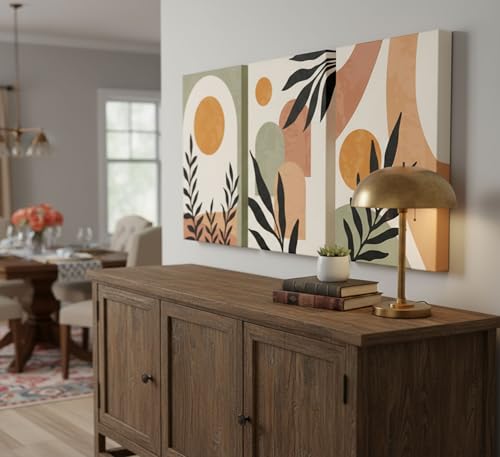 3 Pcs Mid Century Modern Boho Sun Canvas Wall Art 16x24in (3 Count)