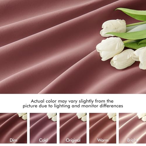 Dusty Rose Back Tab Blackout Curtains 52x96 Inch Long 2 Panels Set (2 Count)