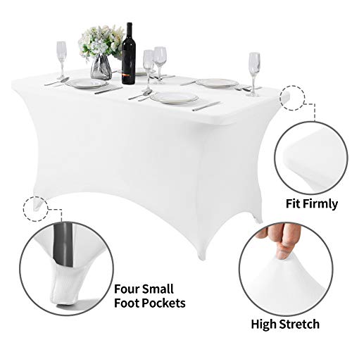 Spandex Table Cover for 4FT or 6ft or 8ft Table Universal Fitted Stretch Tablecloth for Party