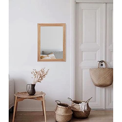 Rustic Mirrors for Wall Rectangle Wooden Frame Hanging Mirror for Bedroom Bathroom Living Room Entryway Small