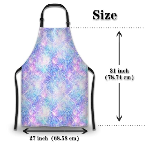Garden Apron for Men Mermaid Galaxy Vintage Aprons for Women for Kitchen Cooking Restaurant BBQ Painting Crafting Gardening 27”