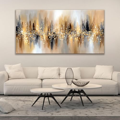 Large Gold Abstract Wall Art For Living Room Modern Art Wall Decor 29x58 ln